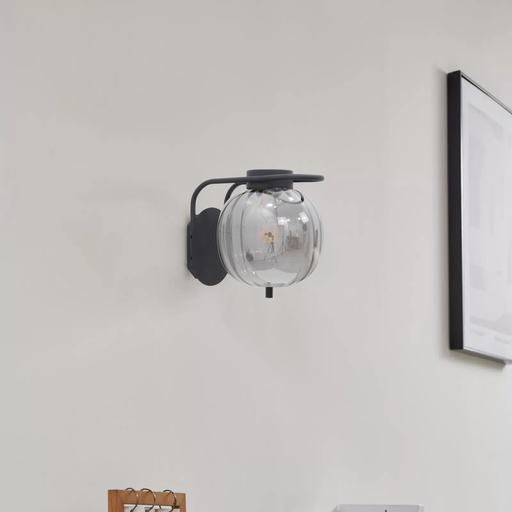 APPLIQUE MURALE 1*E14 L255*185*H220MM GAREN (NOIR+VERRE FUME)