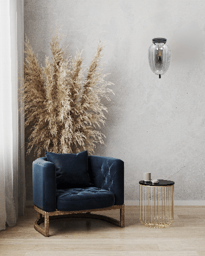 APPLIQUE MURALE 1*E14 L255*158*H270MM 220V GAREN (NOIR+VERRE FUME)