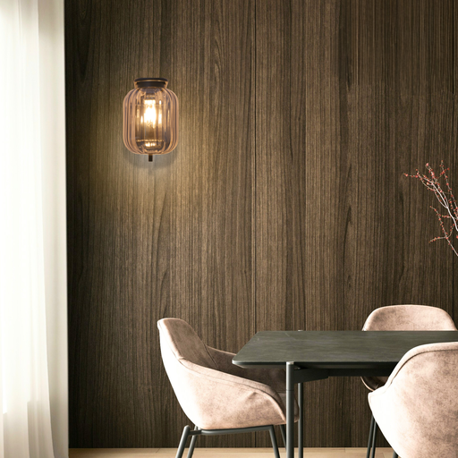 APPLIQUE MURALE 1*E14 L255*165*H245MM 220V GAREN (NOIR+VERRE FUME)