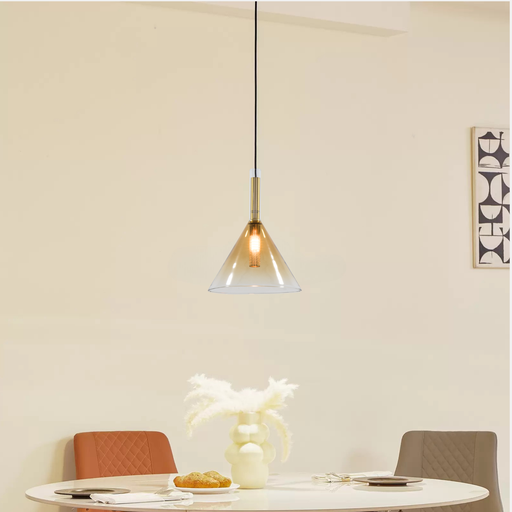 SUSPENSION 1*G9 220V L200*H1200MM ANAMAR (BRASS+VERRE AMBER)