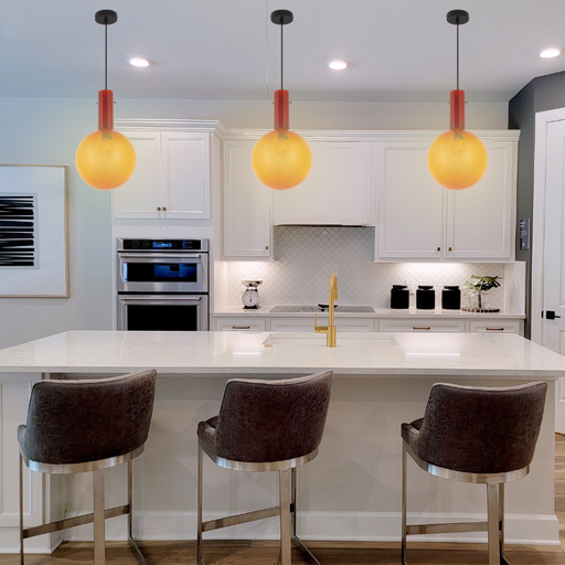 SUSPENSION E27 220V D380 H380 BIGNONE (VERRE ORANGE,3000K)