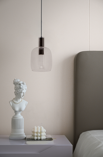 SUSPENSION G9 220V ALUMINIUM D146 H234 (NOIR+VERRE CLAIRE)