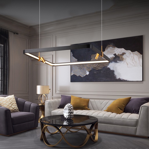 LUSTRE LED D610 (56w,NOIR+DORE,3000K)