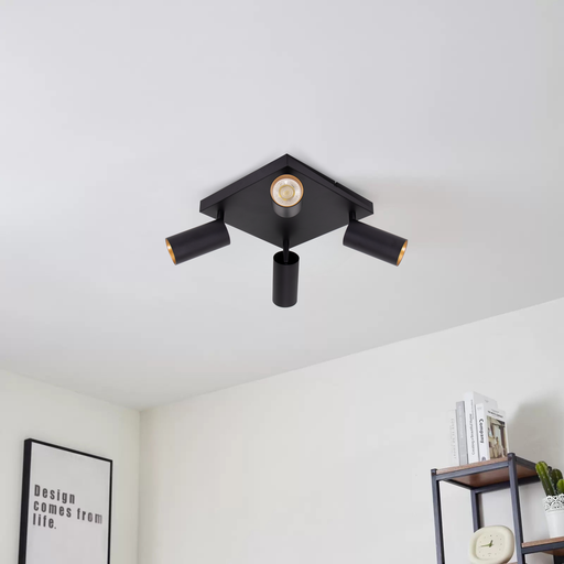 PLAFONNIER  METAL 4XGU10 220V (NOIR+DORE)