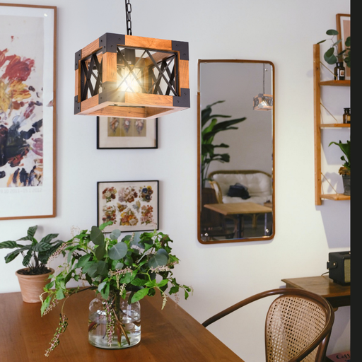 SUSPENSION E27 L300*W300*H250 (NOIR+BOIS)