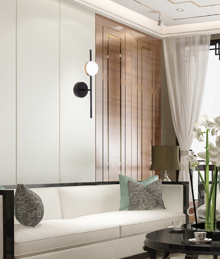 APPLIQUE LED L18 H50 (6W,NOIR+DORE+VERRE BLANC,3000K)