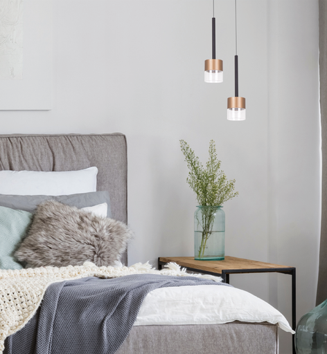 SUSPENSION LED D74H 1500 (7W,NOIR+DORE,3000K)