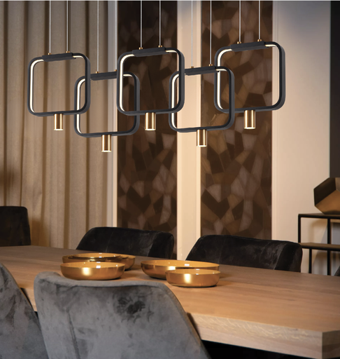 LUSTRE LED L1100 (56w,NOIR+DORE,3000K)