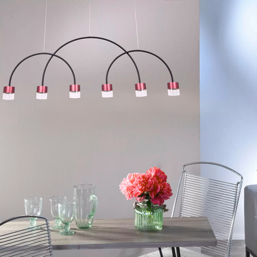 LUSTRE LED 6L L1200H1500 (42W,NOIR+ROSE DORE,3000K)