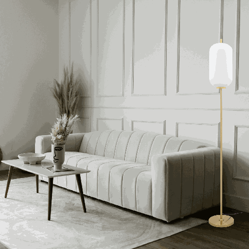 LAMPADAIRE LED 220V L250*H1750MM IJJA (24W,BRASS+VERRE OPALE,3000K)