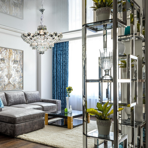 LUSTRE 22*E14 220V D800*H530MM UDARA (CHROME+CRISTAL)