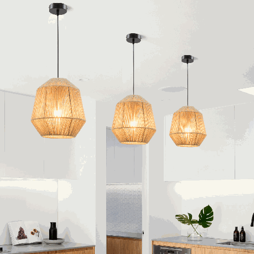 SUSPENSION 1*E27 220V L250*H1200MM NORWOOD (NOIR+CORDE DE CHANVRE)