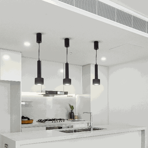 SUSPENSION GU10 D90*H250MM PADMA (NOIR+GRIS FONCE)