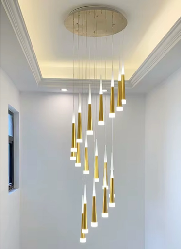 LUSTRE SUSPENDU LED  220V Ø65*140CM SPRINLA (16*5W,DORE,3000K)