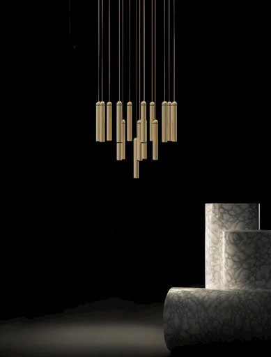 LUSTRE SUSPENDU LED 220V Ø50*120CM MARLON (16*4W,DORE,3000K)