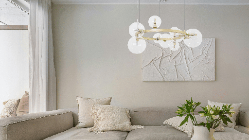 LUSTRE 10*G9 220V L760*530*H2800MM WOODY (DORE+VERRE CLAIRE)