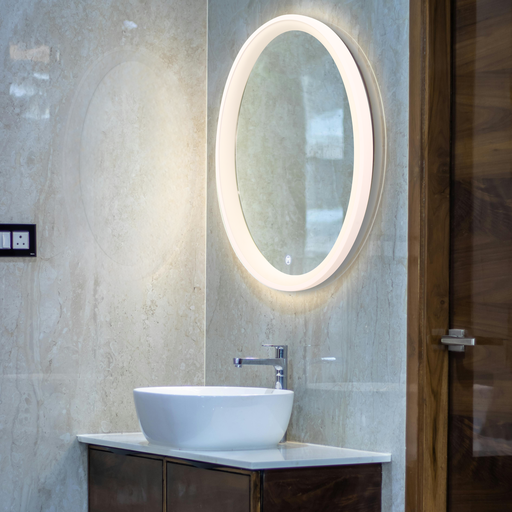 MIROIR LED LUMINEUX ROND CCT DIMMABLE ET CHAUFFAGE D60*40*H6CM LONDON (48W,BLANC,3000K/4000K/6000K)