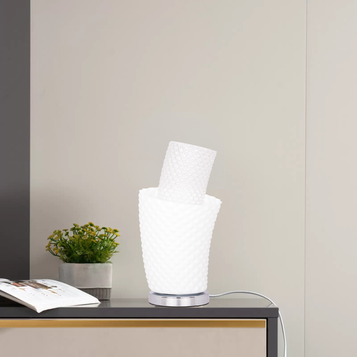 LAMPE DE CHEVET E27 220V METAL+VERRE D240H470 (BLANC/COLORE)