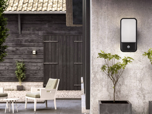 APPLIQUE LED D'EXTERIEUR IP65 220V AVEC DETECTEUR HIMTARIA (20W,NOIR,6500K)