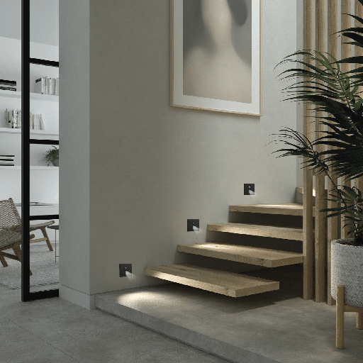 BALISAGE LED CARRE AVEC DETECTEUR IP20 220V SABINE (1.5W,NOIR,3000K)