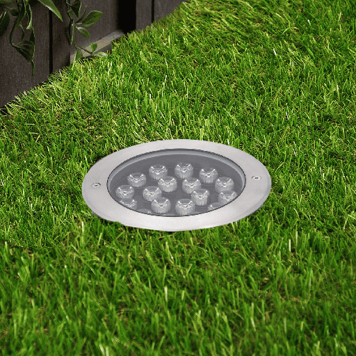 SPOT AU SOL SL LED ROND FIXE IP65 HP 220V (18W,INOX,6000K)