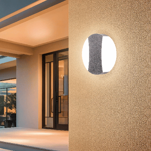 APPLIQUE LED D'EXTERIEUR ROND IP54 220V MOONZA (2*6W,GRIS FONCE,3000K)