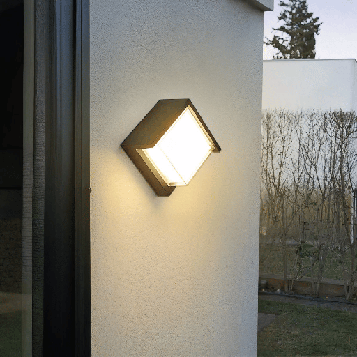 APPLIQUE LED D'EXTERIEUR CARRE IP54 220V UBANYA (7W,GRIS FONCE,4000K)