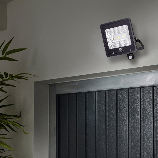 PROJECTEUR LED SMD IP66 AVEC DETECTEUR 220V ALMERA (50W,GRIS,6000K)