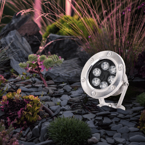 PROJECTEUR FONTAINE LED APPARENT IP68 12V RAZONI (6W,STAINLESS STEEL,RGB)