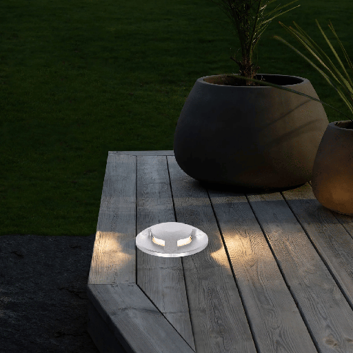 SPOT AU SOL LED ROND FIXE 3 FACES IP65 COB 220V (3W,INOX,6000K)