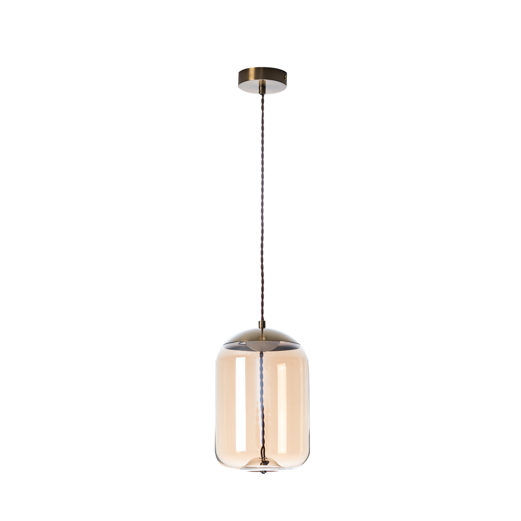 SUSPENSION LED D180 H260 (ANTIQUE BRASS+VERRE,3000K)