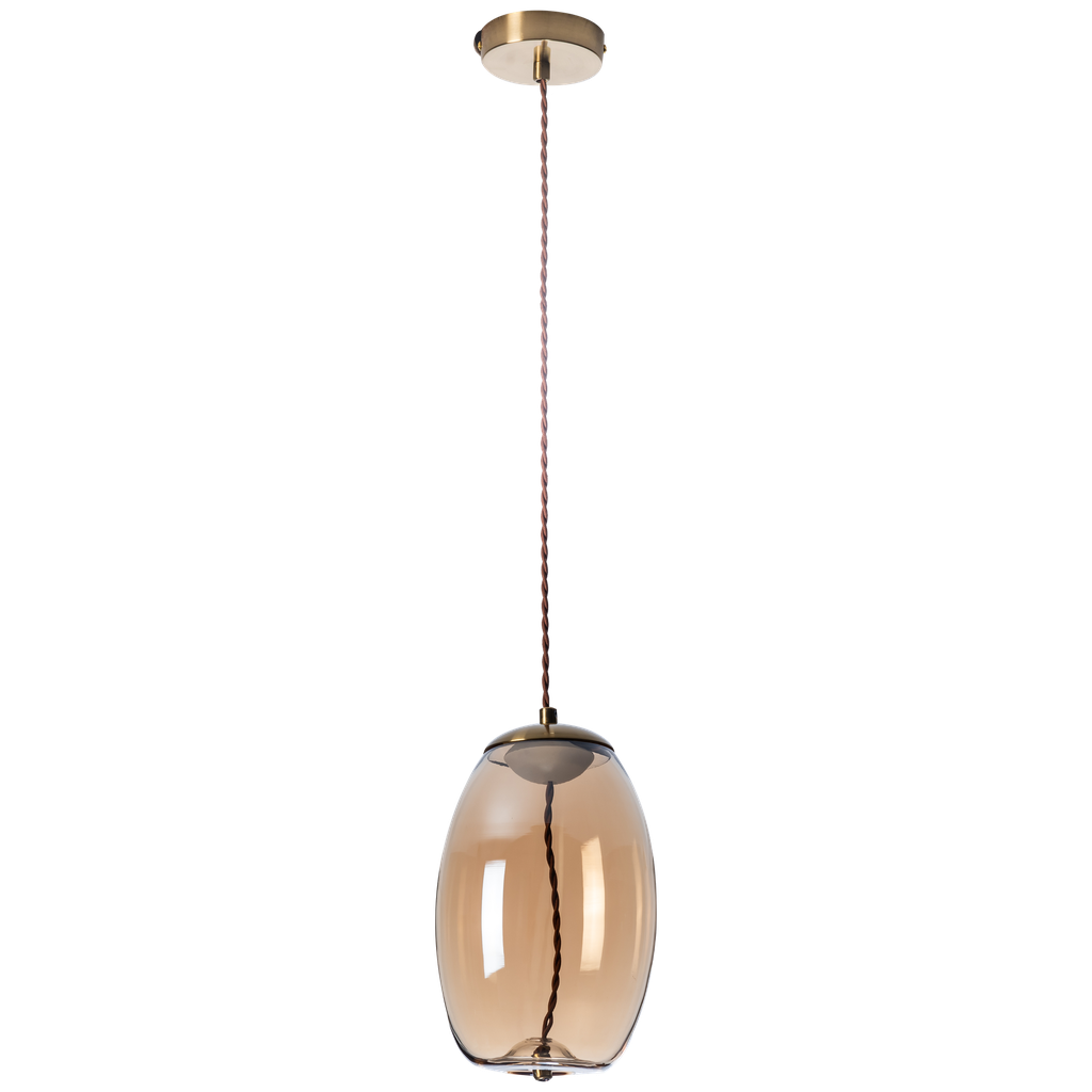 SUSPENSION LED D170 H270 (ANTIQUE BRASS+VERRE,3000K)